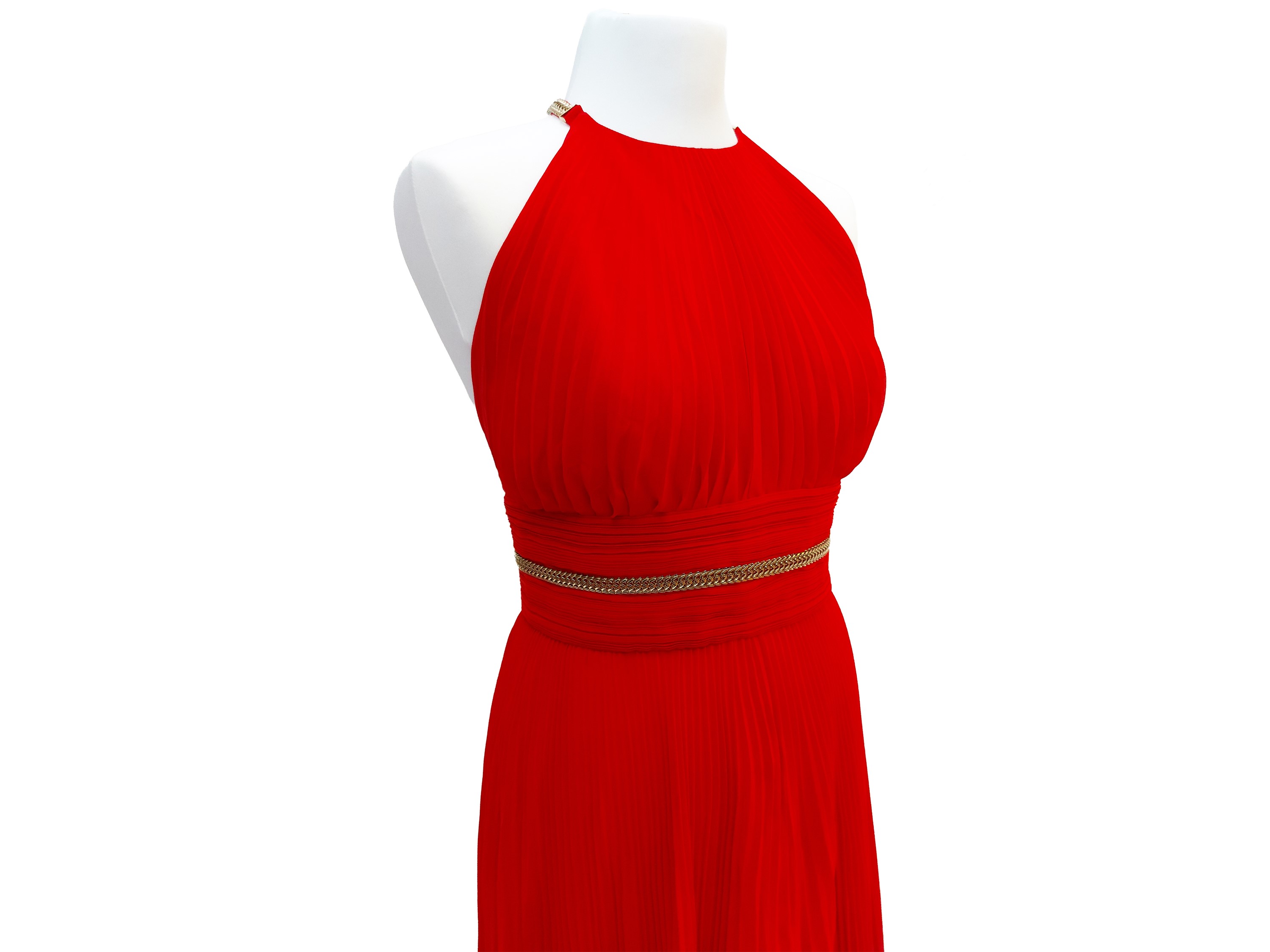Versace Collection, Abito da sera rosso plissettato