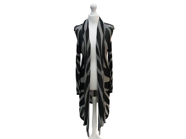 Calvin Klein - Cardigan lungo in maglia bianco e nero