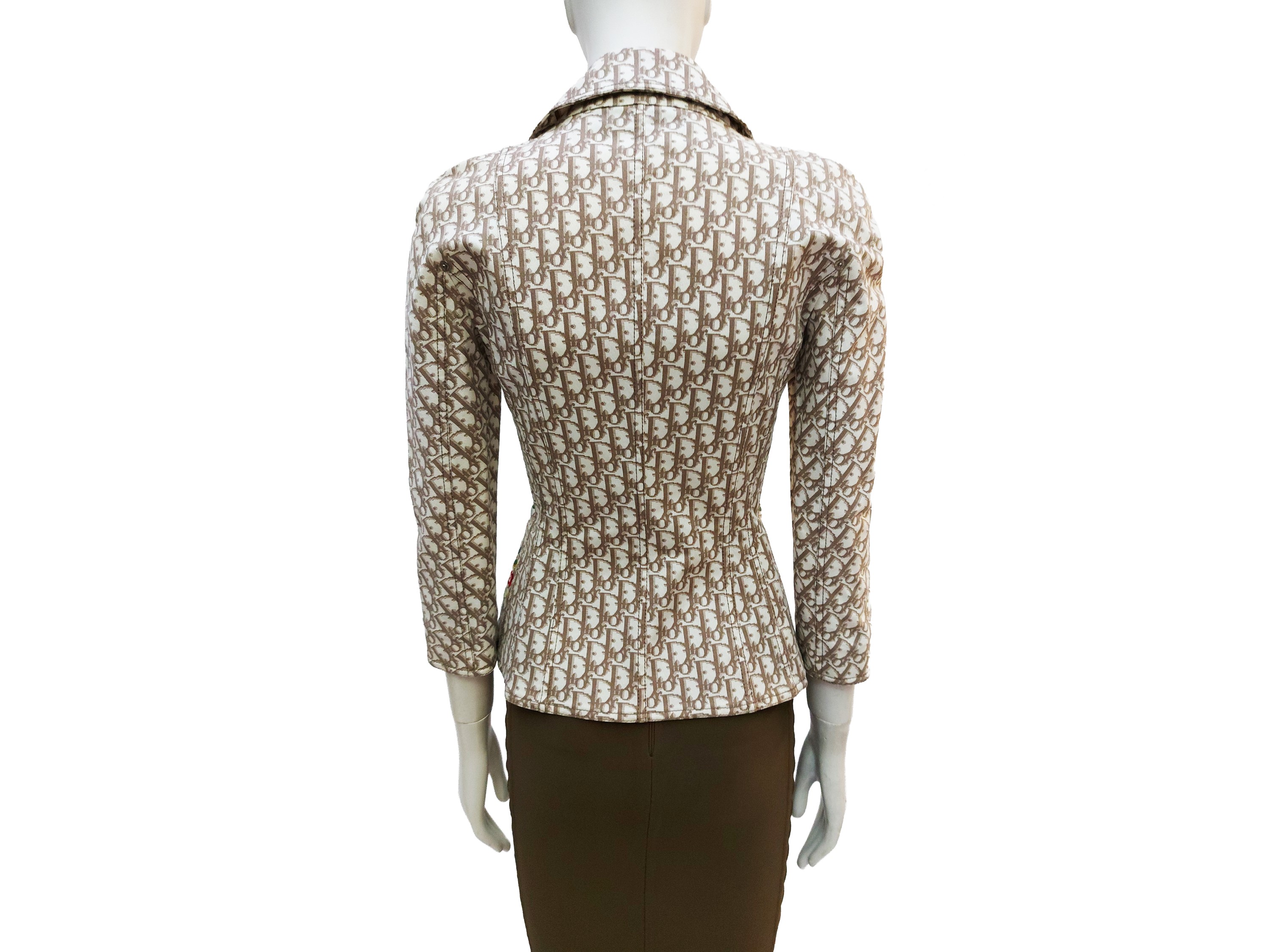 Christian Dior, Bar jacket in tela di cotone monogram Oblique beige e marrone (Ready to Wear P/E ...