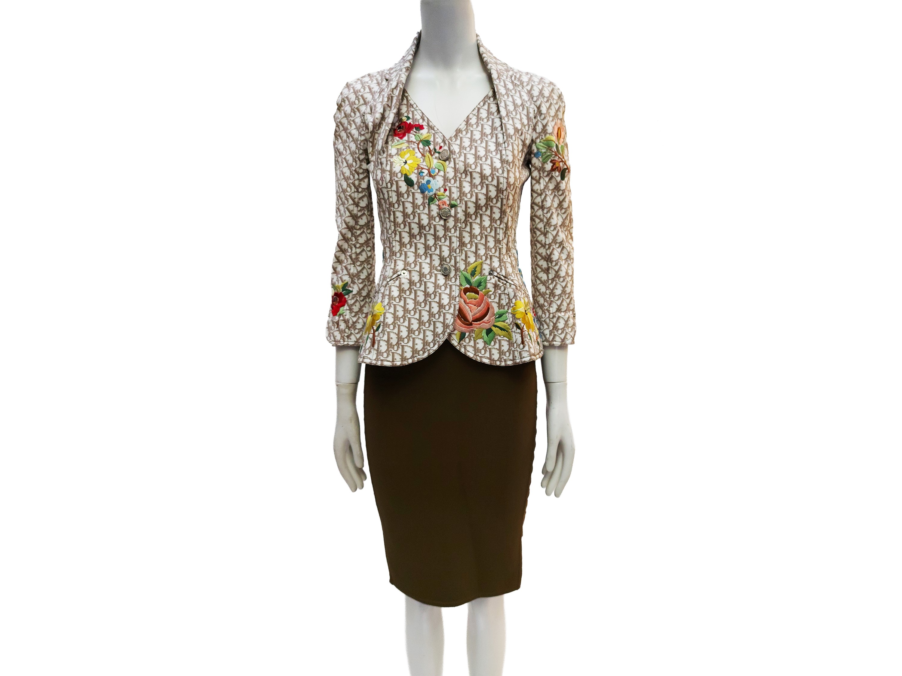 Christian Dior, Bar jacket in tela di cotone monogram Oblique beige e marrone (Ready to Wear P/E ...