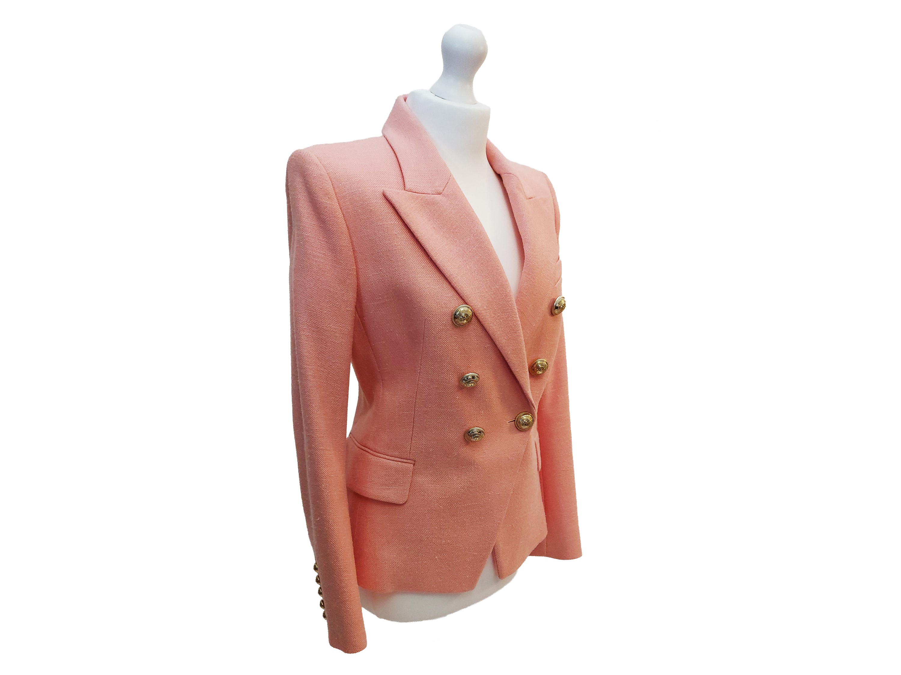 Balmain, Giacca in viscosa rosa doppio petto