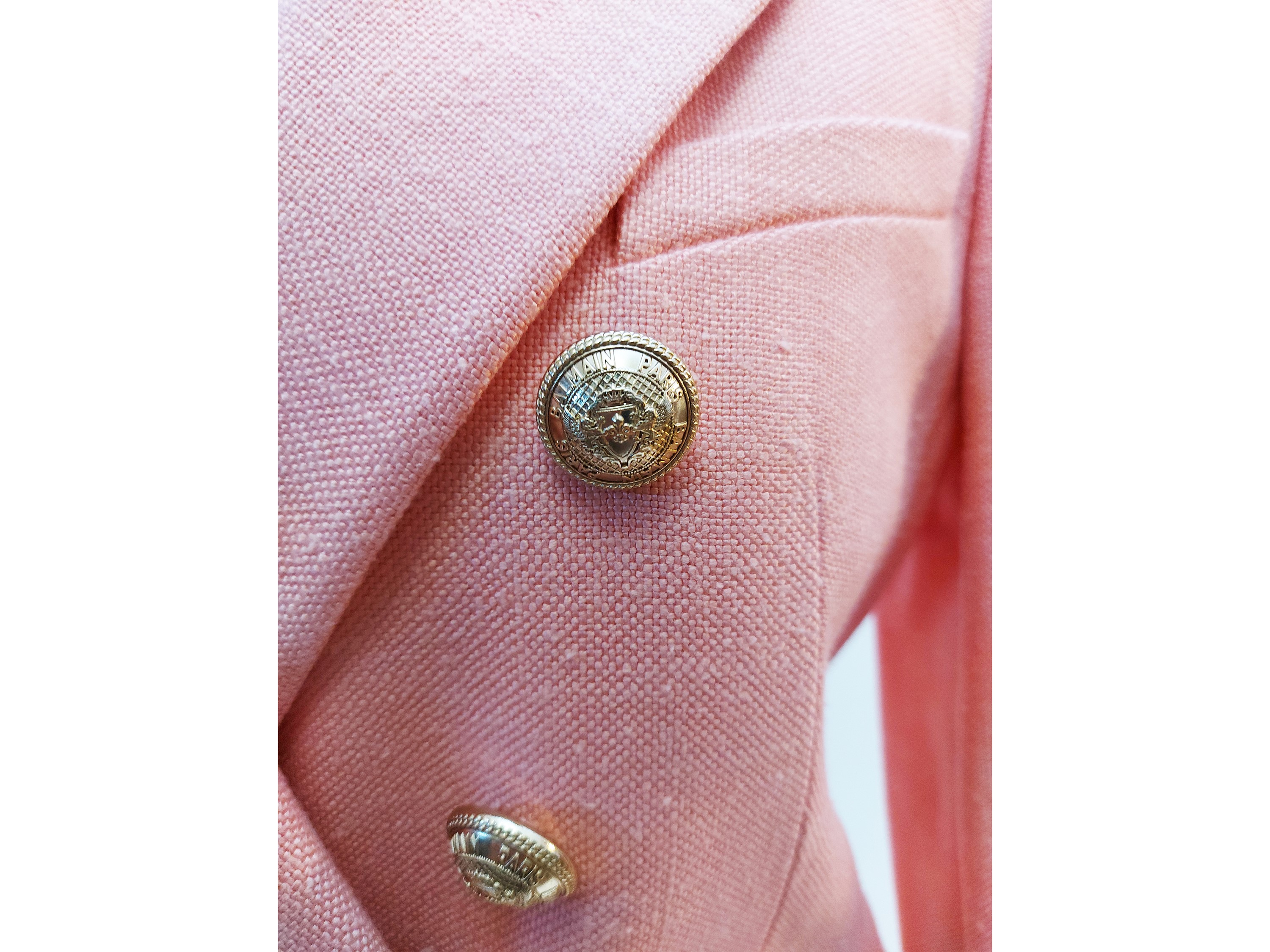 Balmain, Giacca in viscosa rosa doppio petto