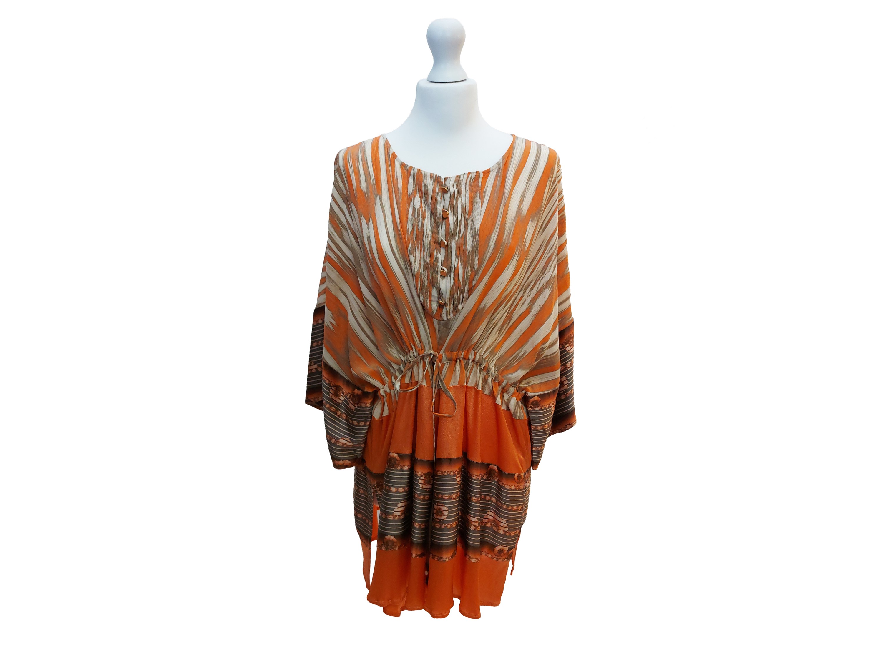 Roberto Cavalli, Completo in viscosa a fantasia (blusa con coulisse e pantaloni palazzo) con olog...