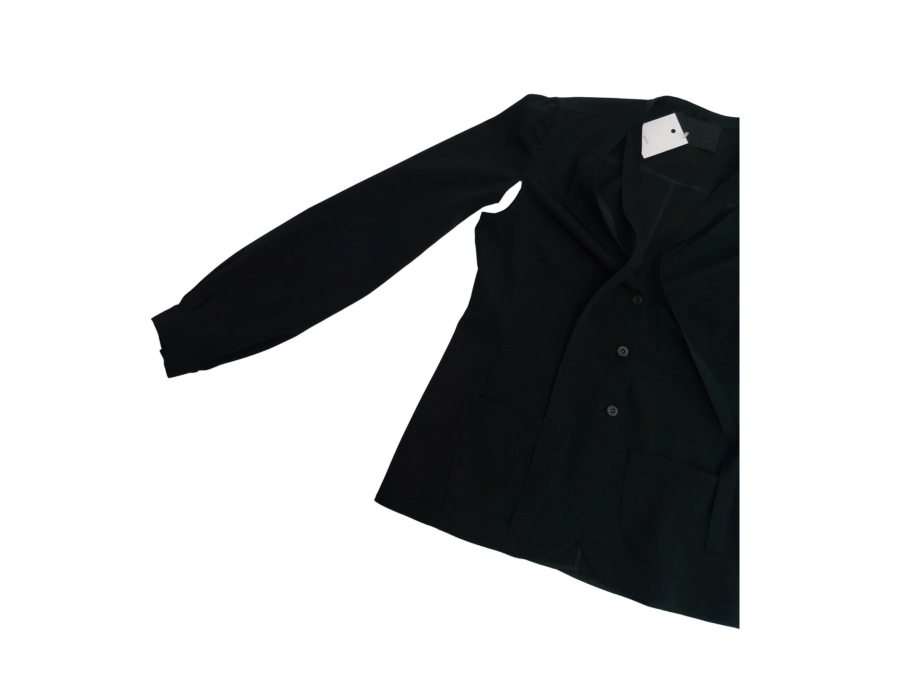 Prada, Tailleur pantalone nero in seta (giacca monopetto a tre bottoni)