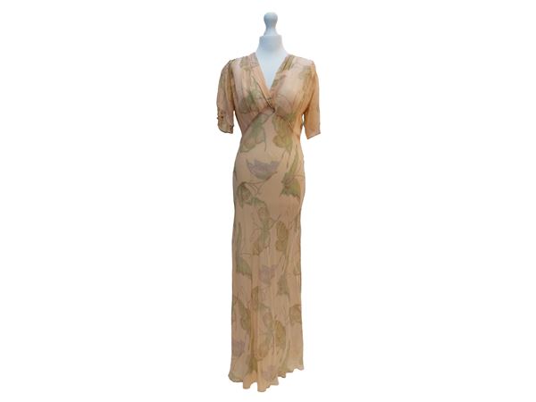 Les habitudes - Abito lungo in chiffon con motivo di farfalle