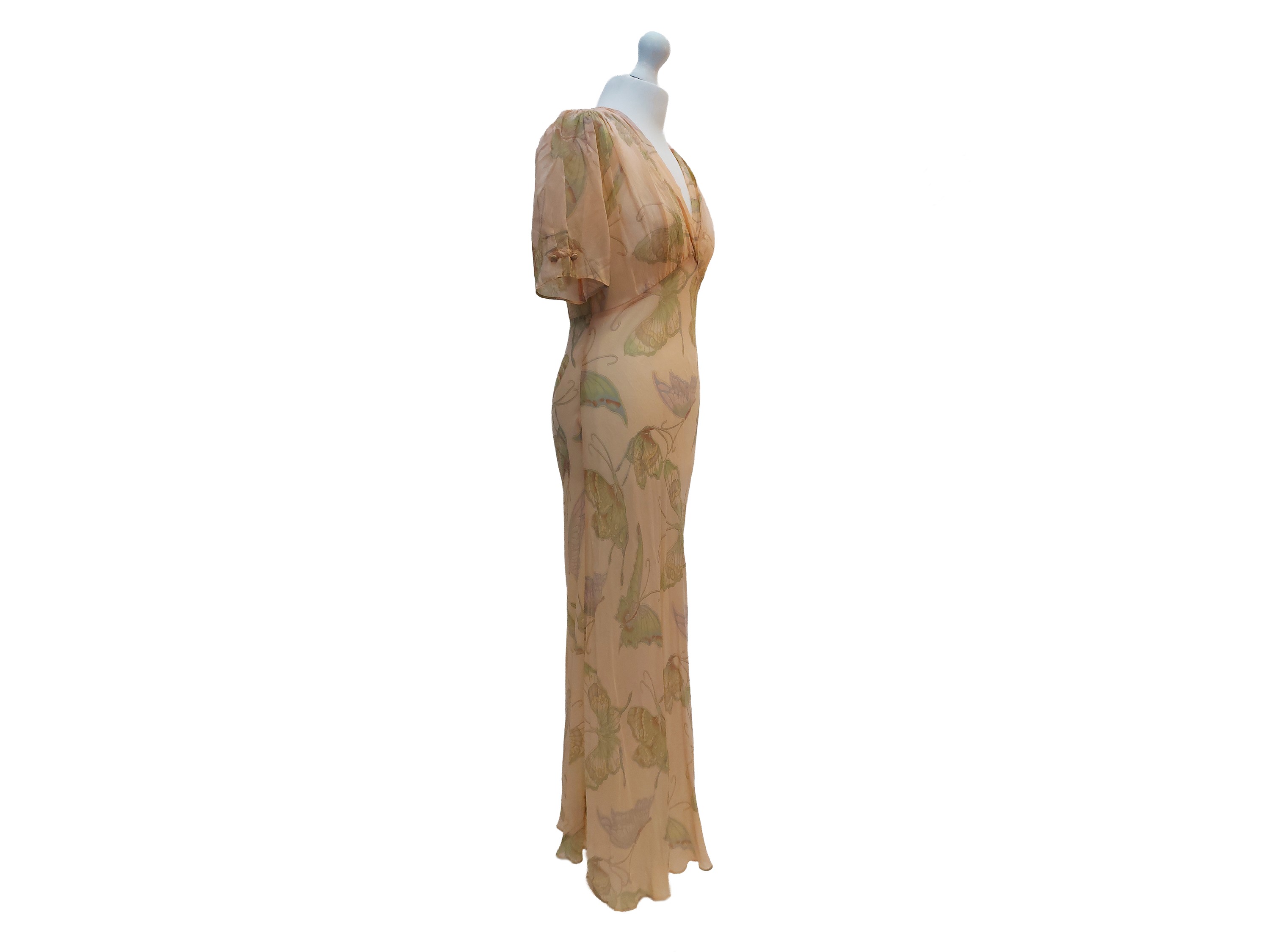 Les Habitudes - Abito Lungo in Chiffon con Motivo di Farfalle