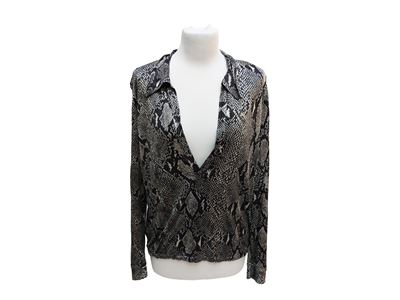 Gucci, Camicia in seta animalier con motivo pitonato bianco e nero