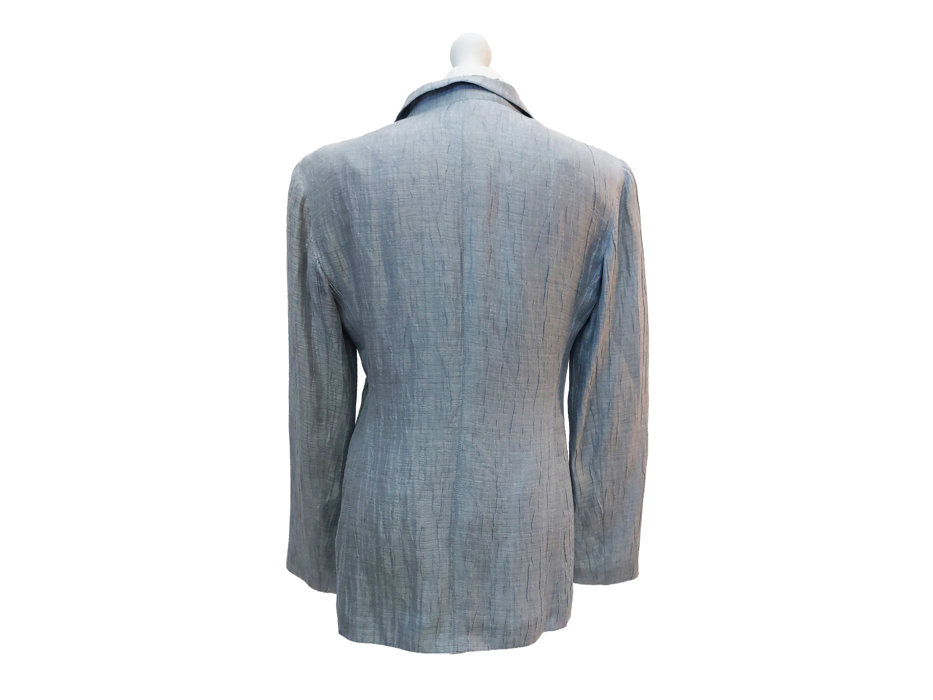 Giorgio Armani, Giacca monopetto in lino e seta increspata azzurro polvere