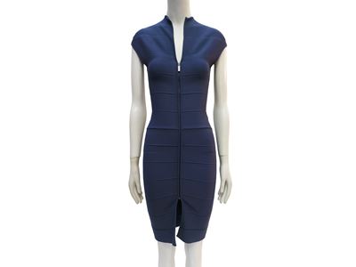 Hervé Léger, Abito in maglia carta da zucchero (bandage dress) con zip frontale