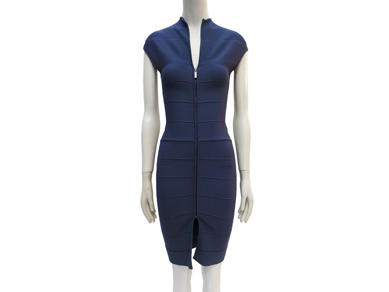 Hervé Léger, Abito in maglia carta da zucchero (bandage dress) con zip frontale
