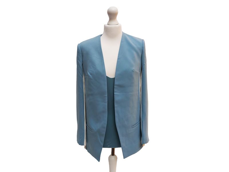 Elisabetta Franchi, Giacca color avio con profili laterali bianchi