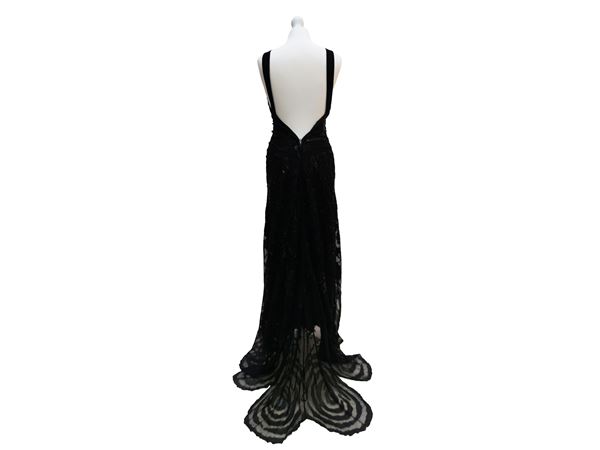 Roberto Cavalli - Black evening dress with sequins and micro beads