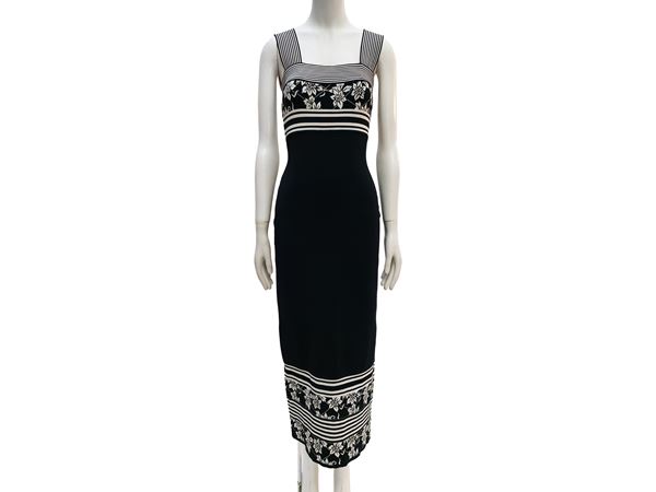 Hervé Léger - Abito midi in maglia blu