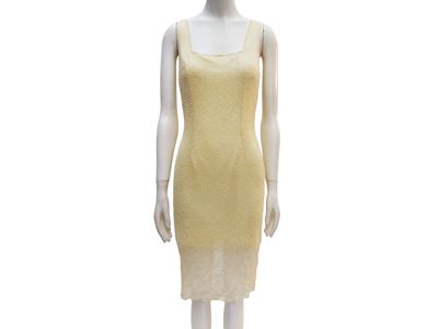 Bieff basix, Tubino in chiffon di seta giallo con perline
