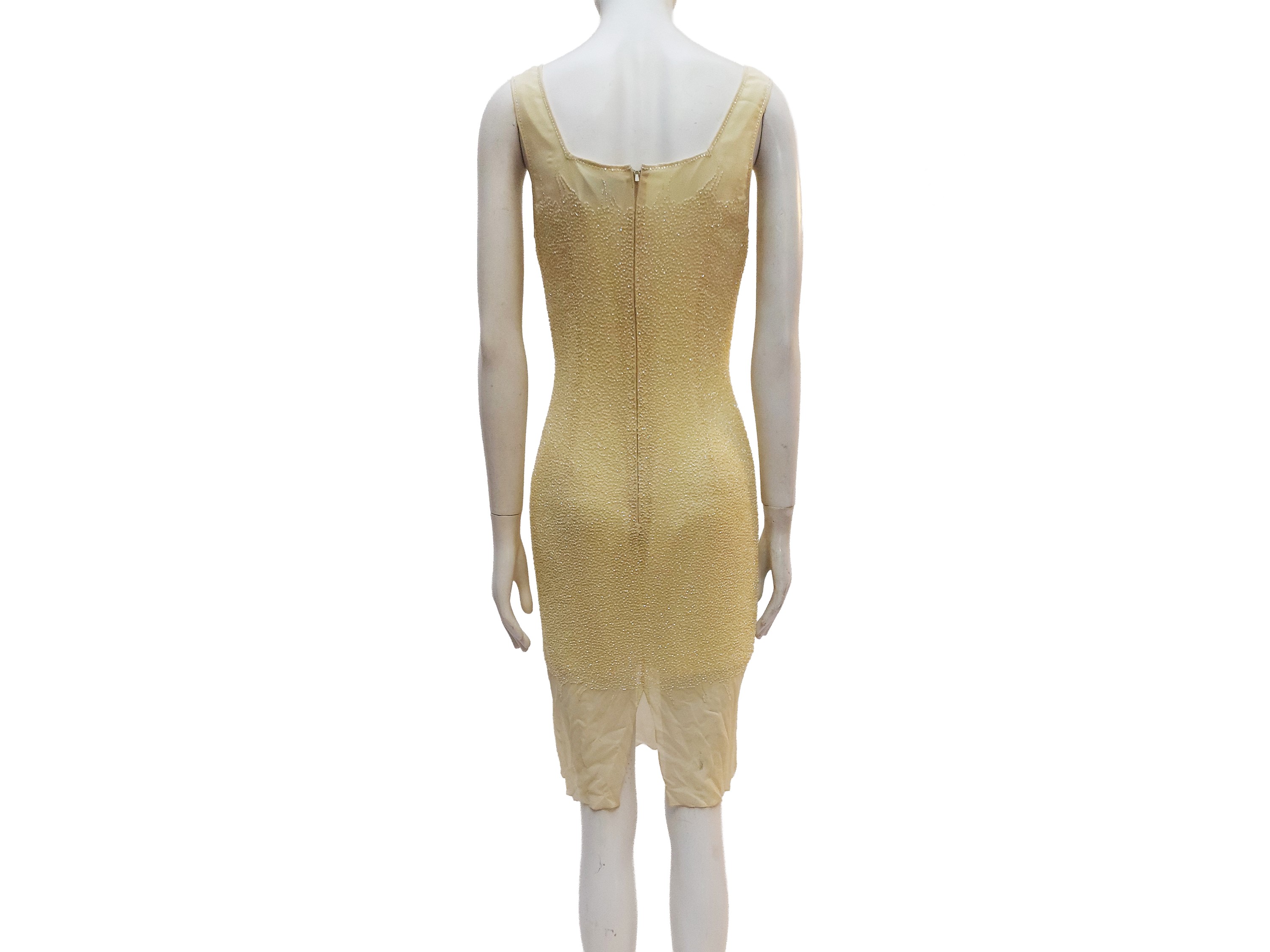 Bieff basix, Tubino in chiffon di seta giallo con perline