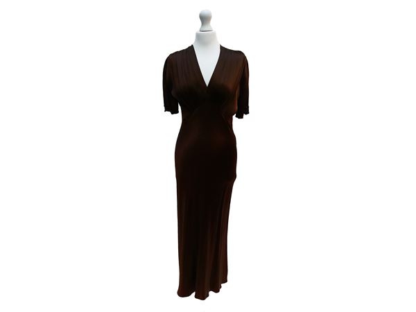 Les habitudes - Brown satin midi dress
