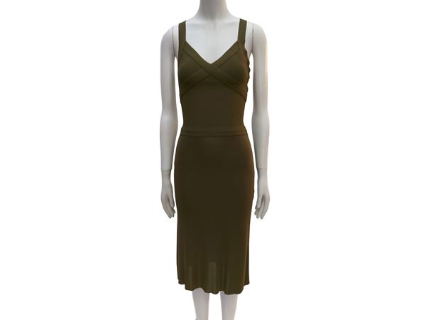 Hervé Léger - Abito in maglia verde militare
