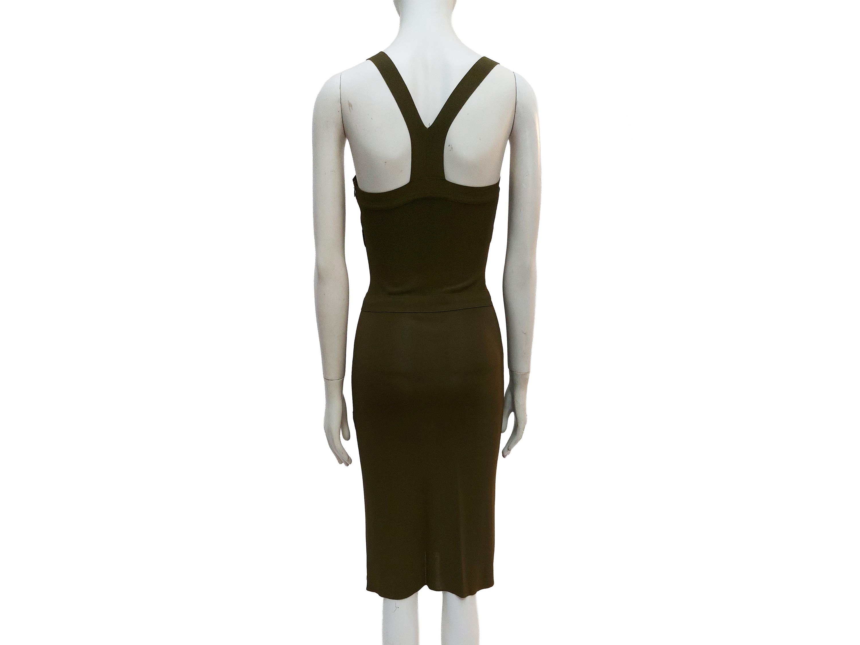 Hervé Léger, Abito in maglia verde militare in stile bandage dress