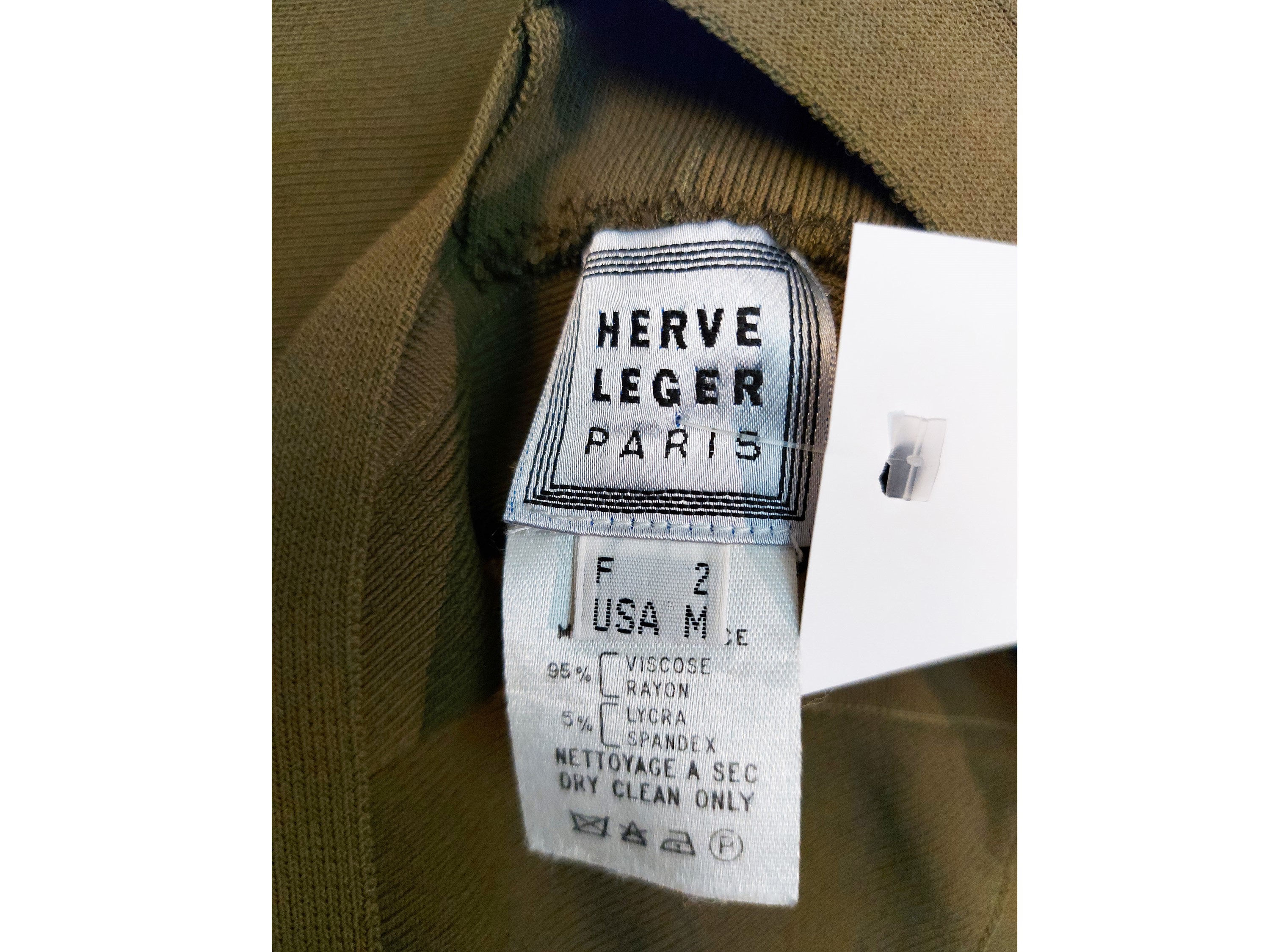 Hervé Léger, Abito in maglia verde militare in stile bandage dress