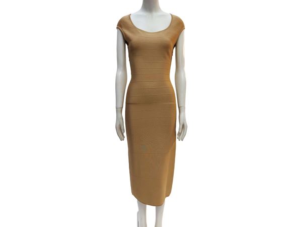 Hervé Léger - Abito in maglia beige