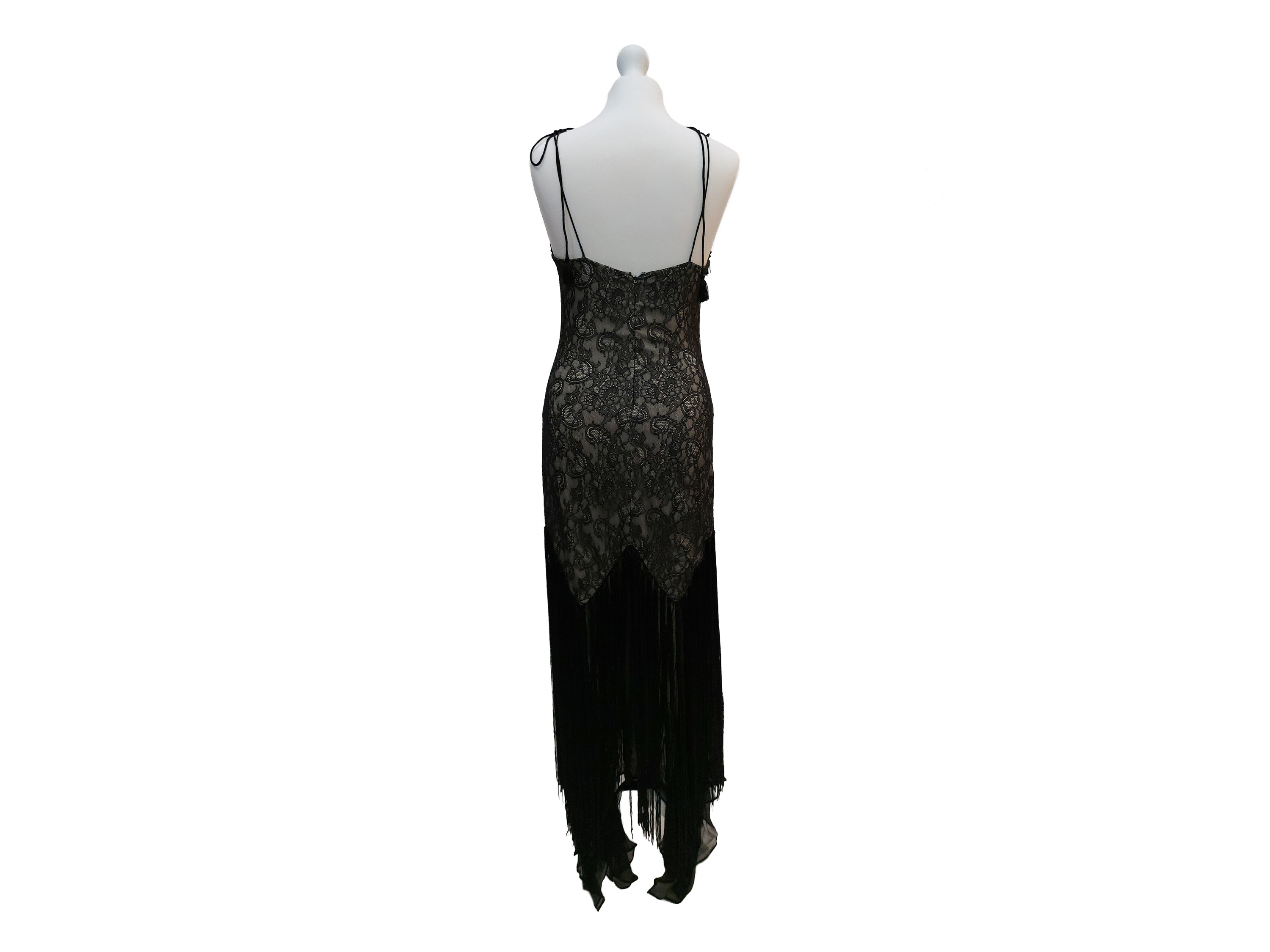Haute Hippie, Abito da sera in pizzo nero con frange e balze in chiffon