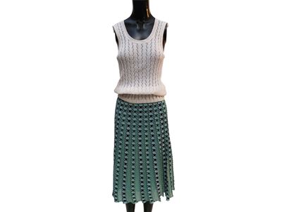 Missoni, Completo gonna e top in maglia jacquard lamé con motivo geometrico
