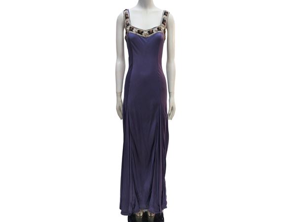 Long purple silk dress, Sabine St Barths