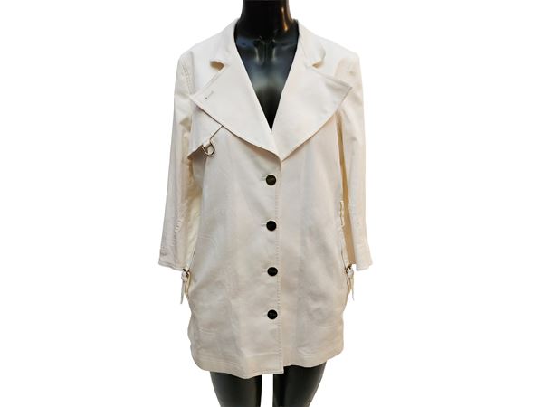 Tod's - Short trench coat in cream cotton