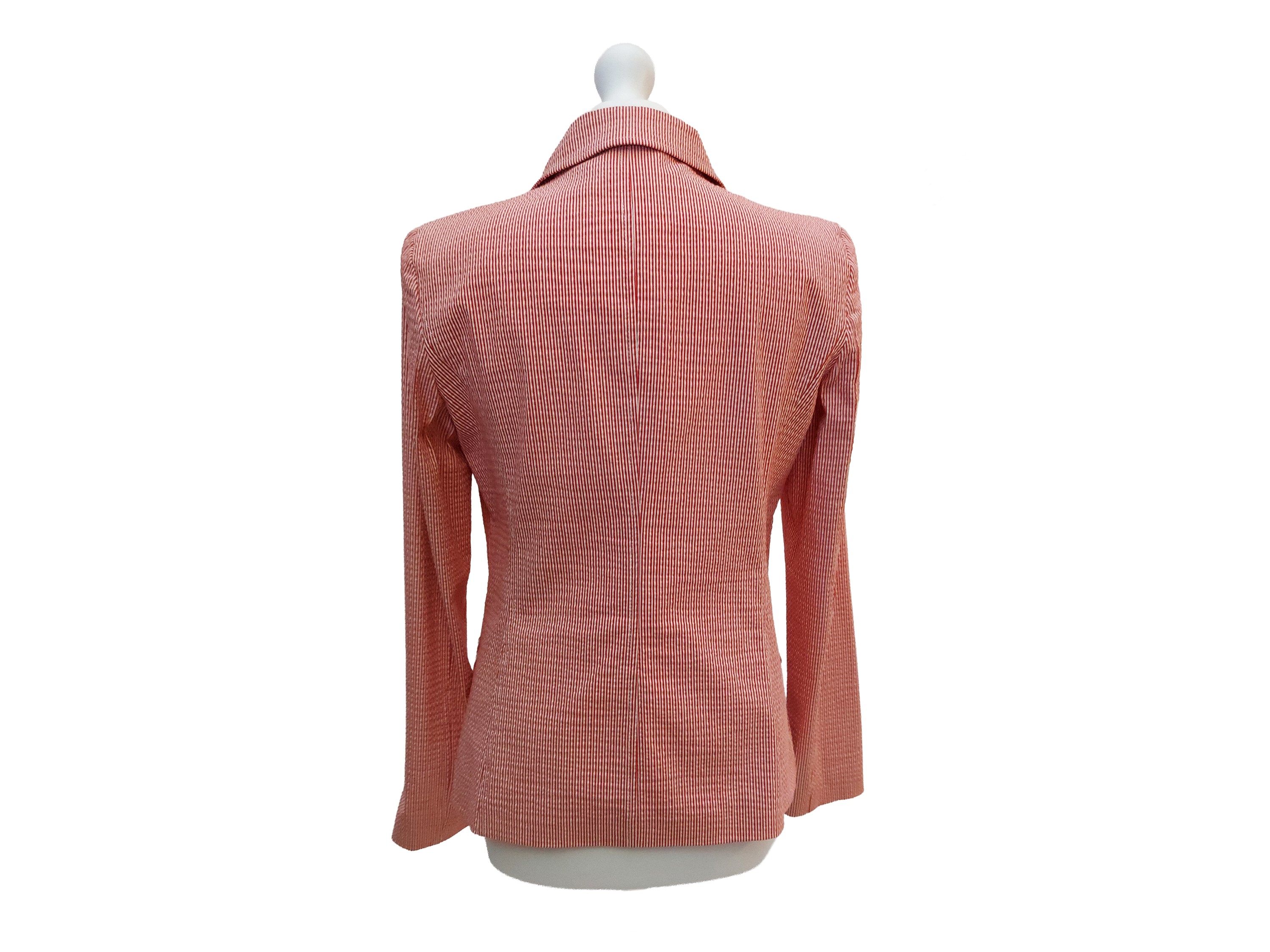 Moschino, Giacca monopetto in cotone a righe rosse e bianche