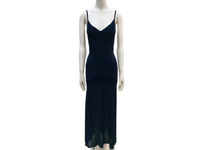 Hervé Léger - Abito Lungo in Maglia Blu
