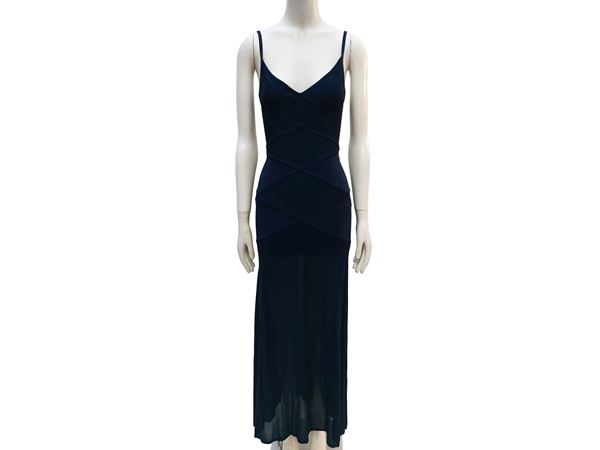 Hervé Léger - Long blue knit dress