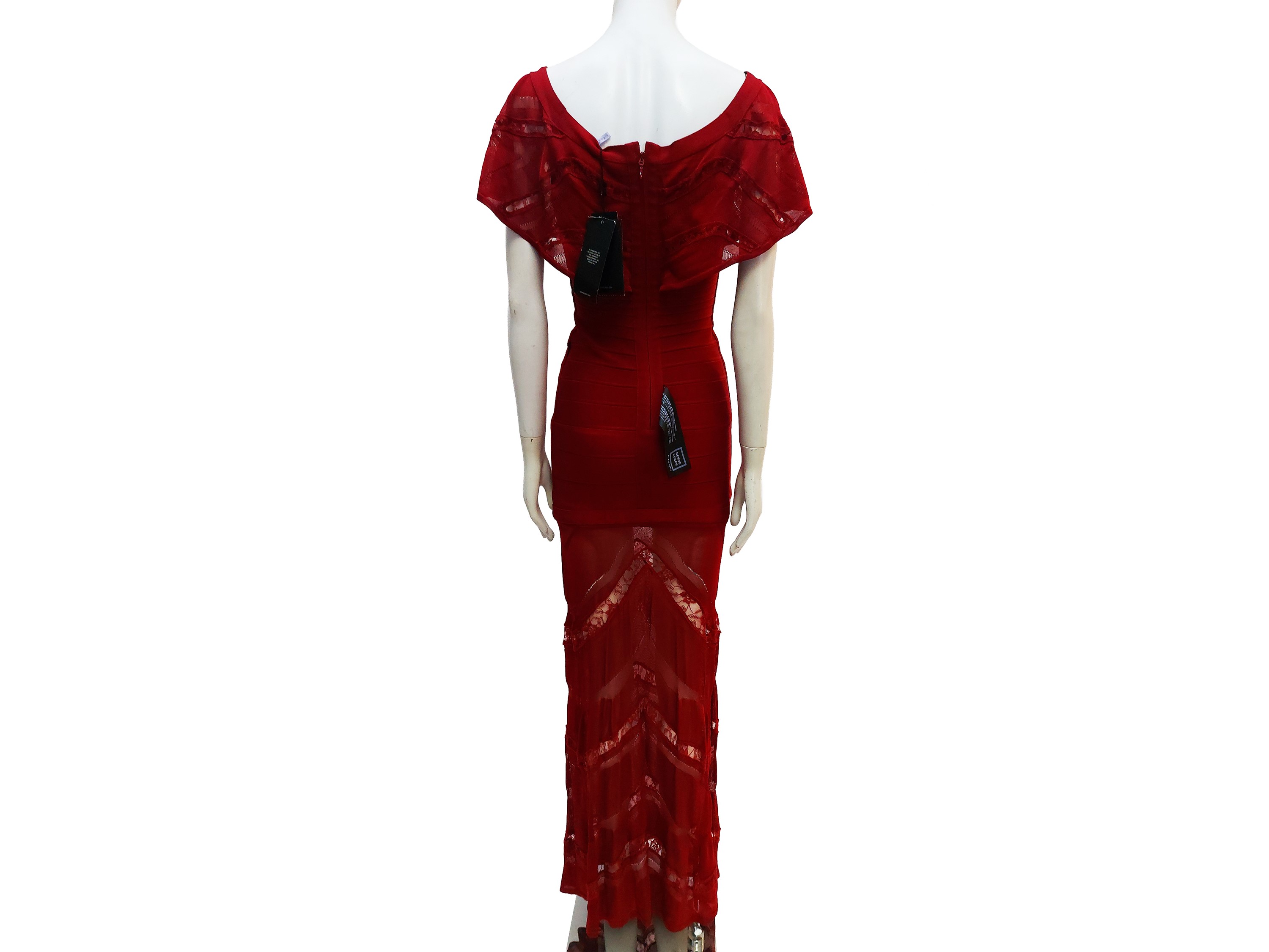 Hervé Léger, Abito lungo in rayon rosso in stile bandage dress