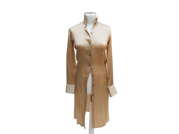 Beige silk shirtdress, Domenico Vacca