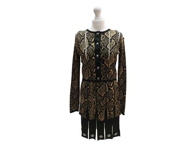 Fausto Puglisi - Tailleur in Maglia Intarsiata Nera e Pitonata