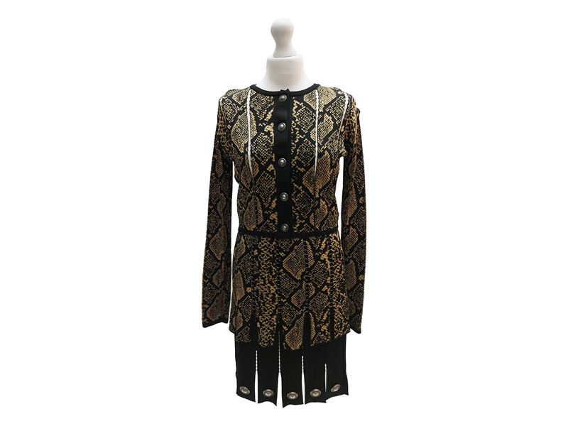 Fausto Puglisi - Tailleur in Maglia Intarsiata Nera e Pitonata