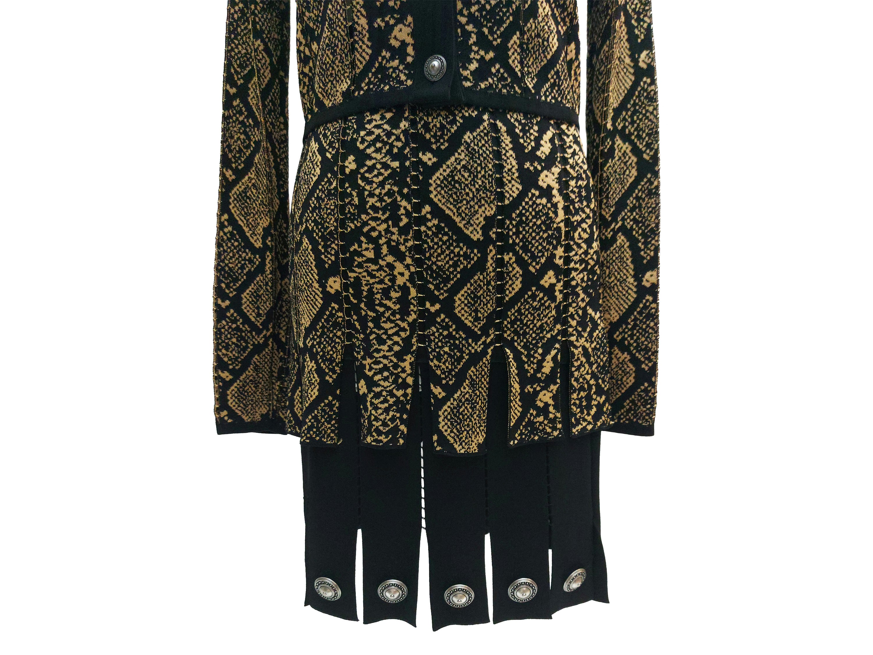 Fausto Puglisi - Tailleur in Maglia Intarsiata Nera e Pitonata