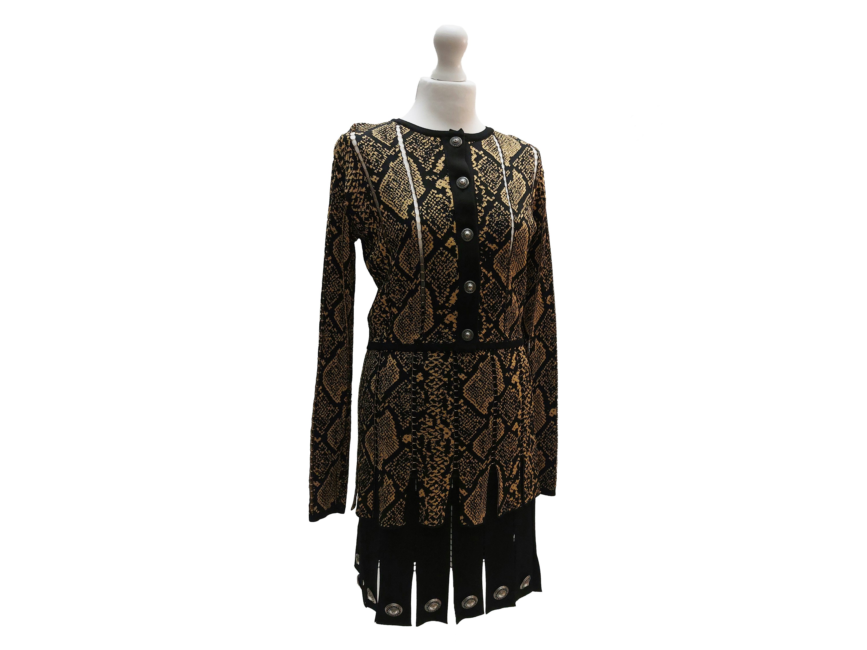Fausto Puglisi - Tailleur in Maglia Intarsiata Nera e Pitonata