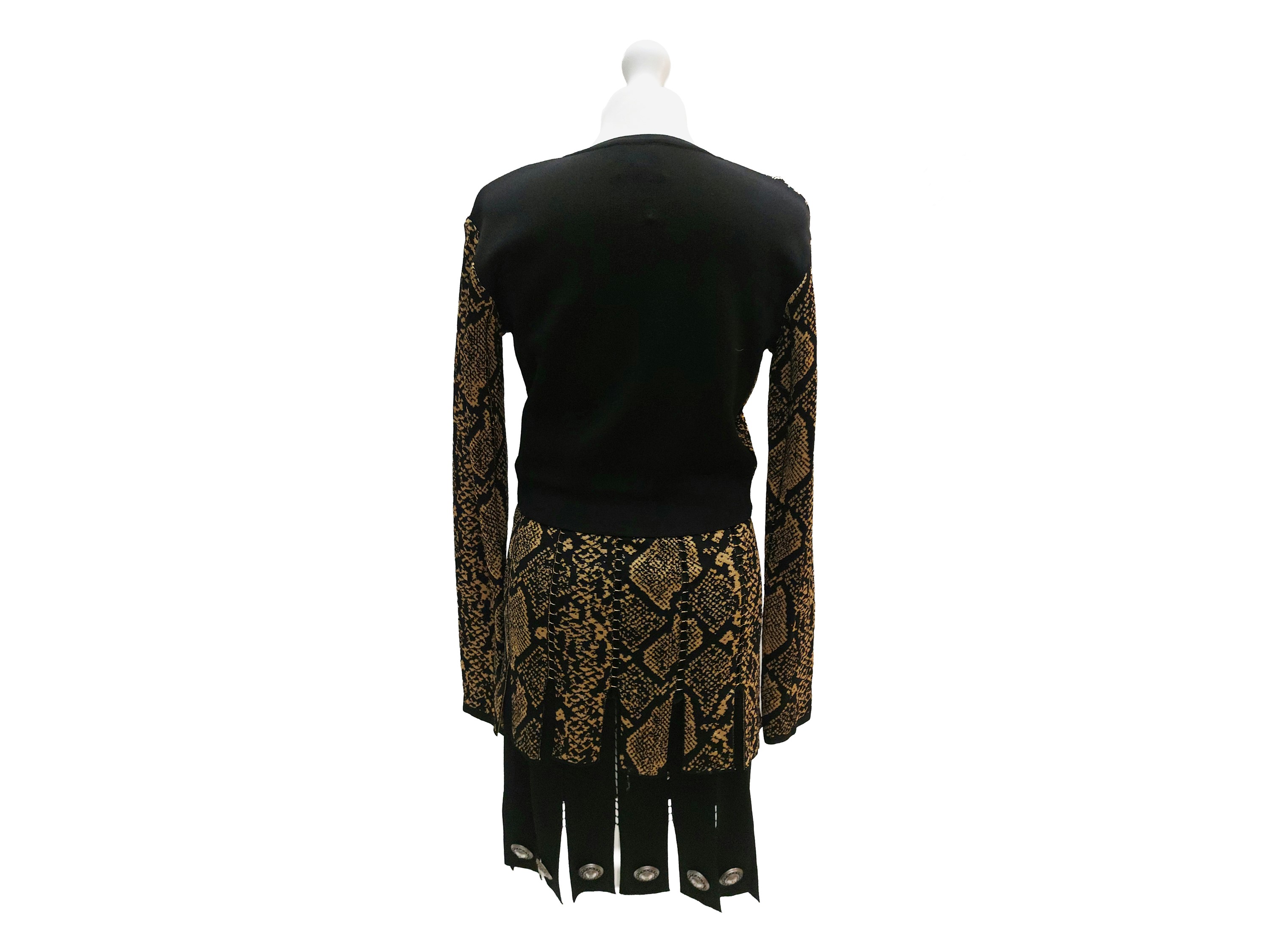 Fausto Puglisi - Tailleur in Maglia Intarsiata Nera e Pitonata