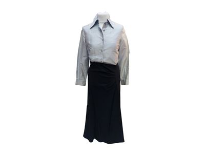 SportMax, Gonna midi in jersey blu con ripresa alla vita e pieghe laterali (taglia 40)