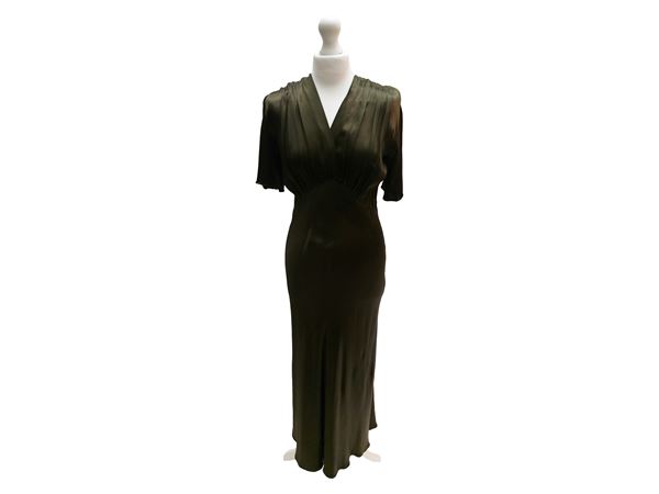 Les Abitudes - Moss green satin midi dress