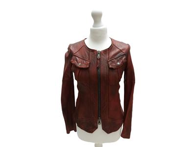 Giubbotto in pelle sfumata bordeaux, taglia 42