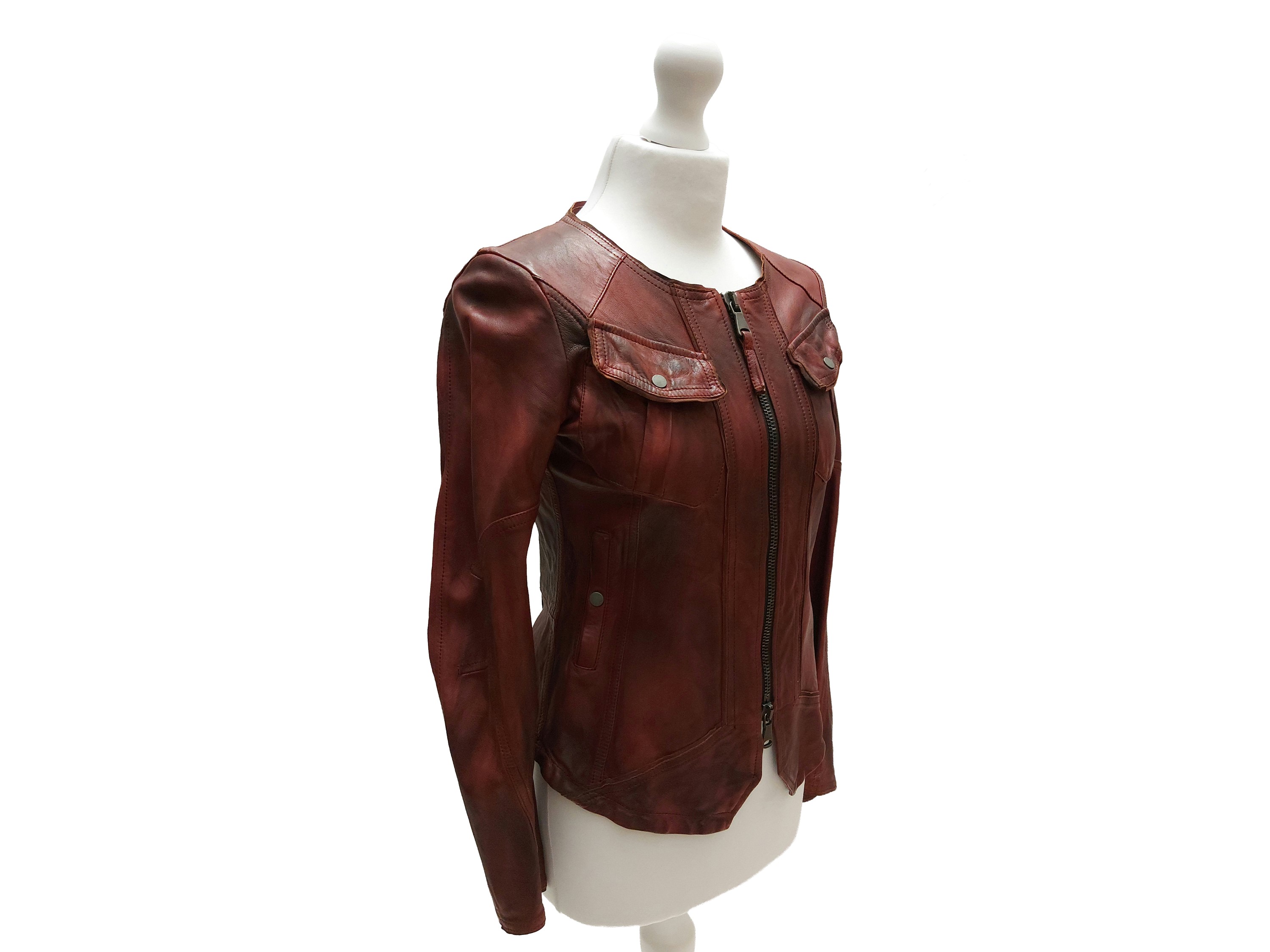 Empresa - Giubbotto in Pelle Sfumata Bordeaux
