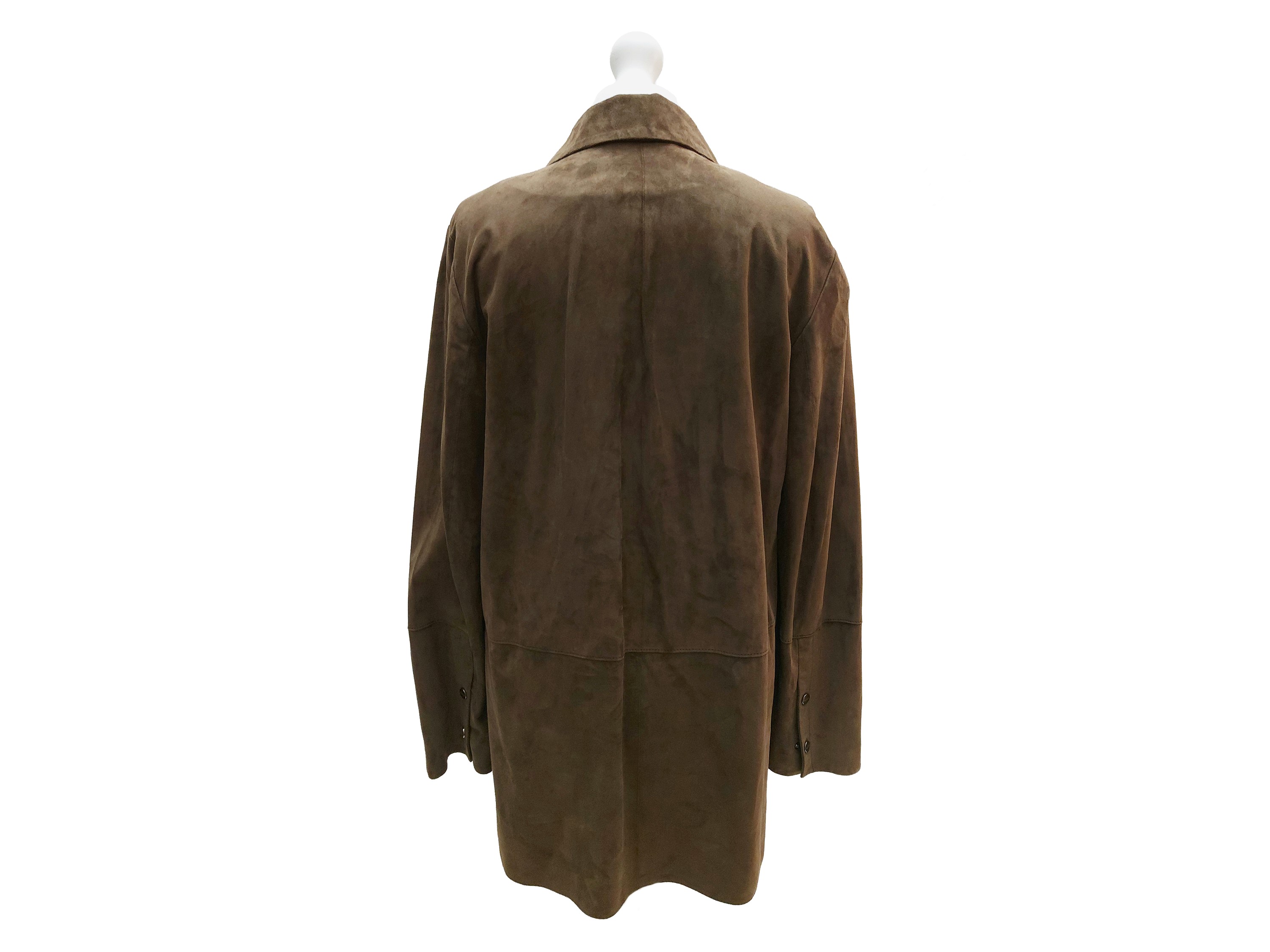 Max Mara, Completo scamosciato marrone (giacca a camicia, top e pantaloni ampi) tg. 40 circa