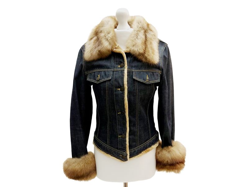 Dario Modena - Giubbotto in Denim Blu con Interno in Lapin Rasato Beige