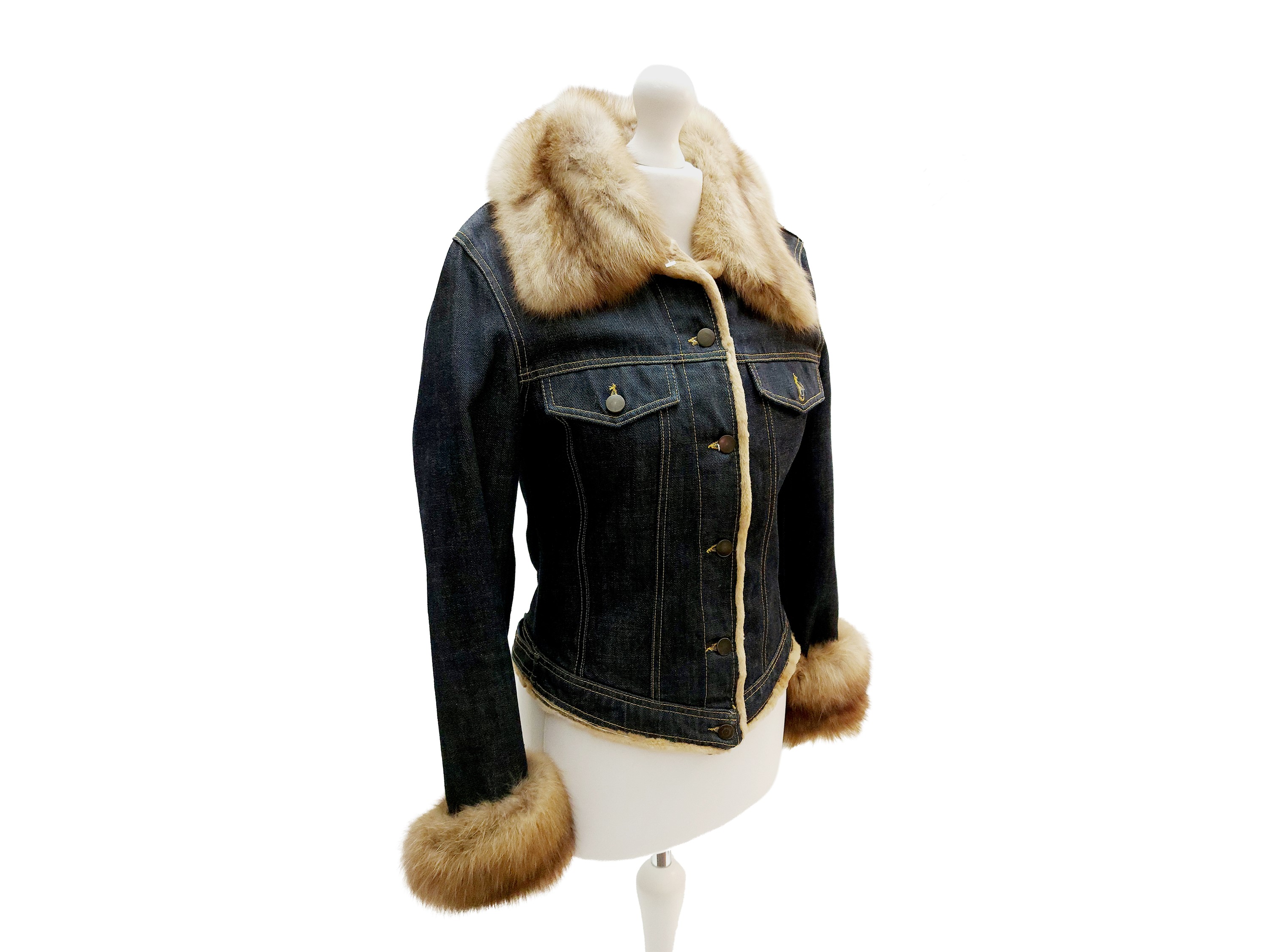 Dario Modena - Giubbotto in Denim Blu con Interno in Lapin Rasato Beige
