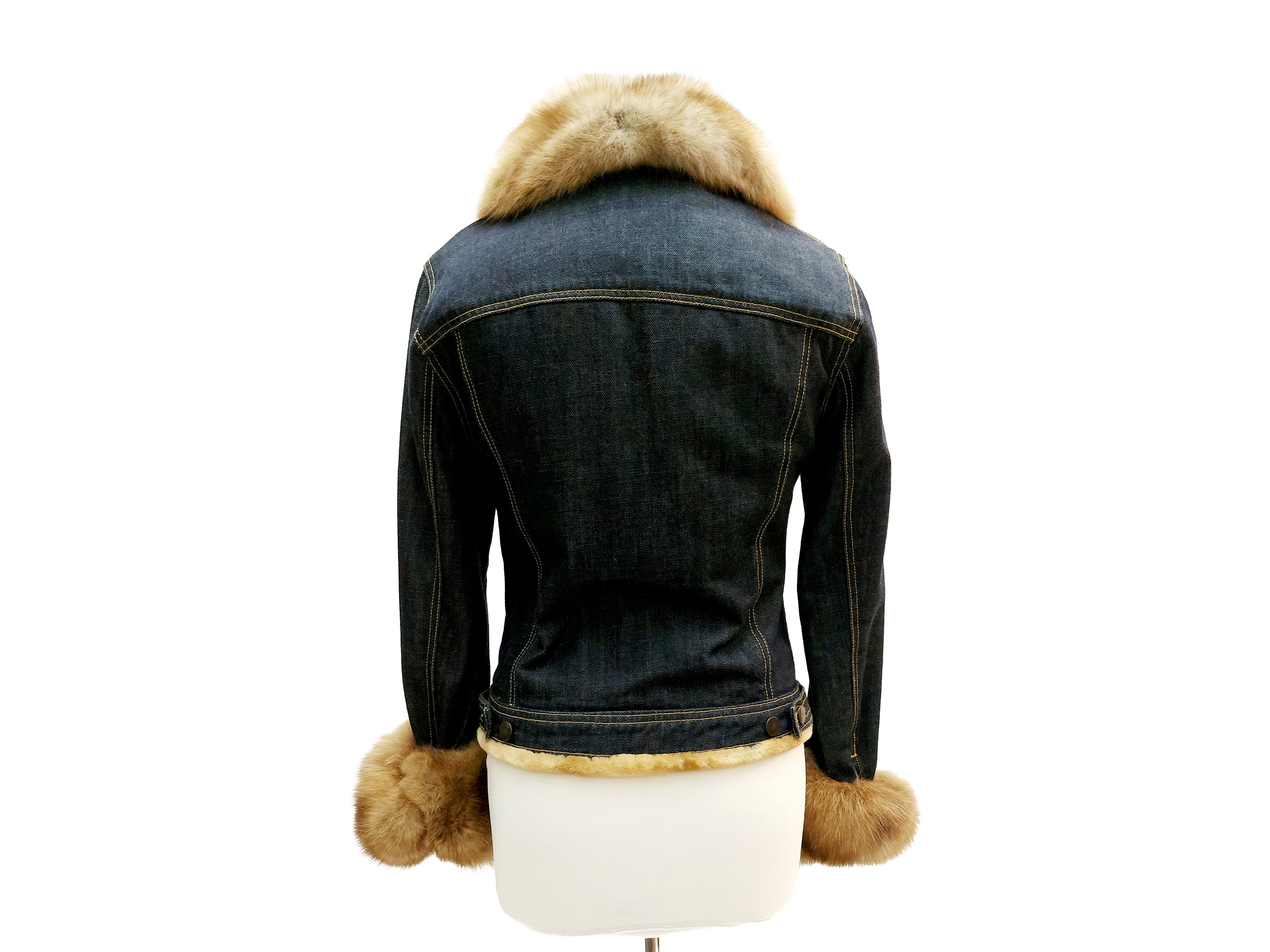 Dario Modena - Giubbotto in Denim Blu con Interno in Lapin Rasato Beige