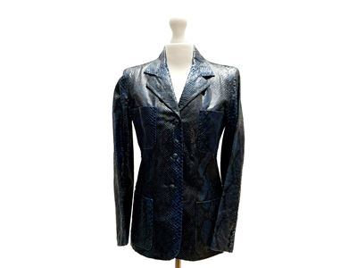 Trussardi, Giacca in pitone blu elettrico