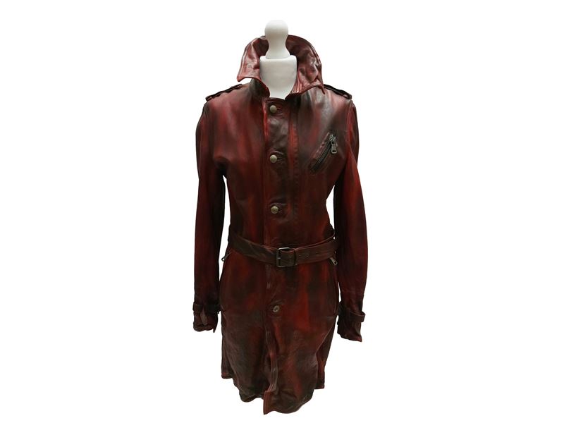 Empresa - Giacca Lunga in Pelle Sfumata Bordeaux