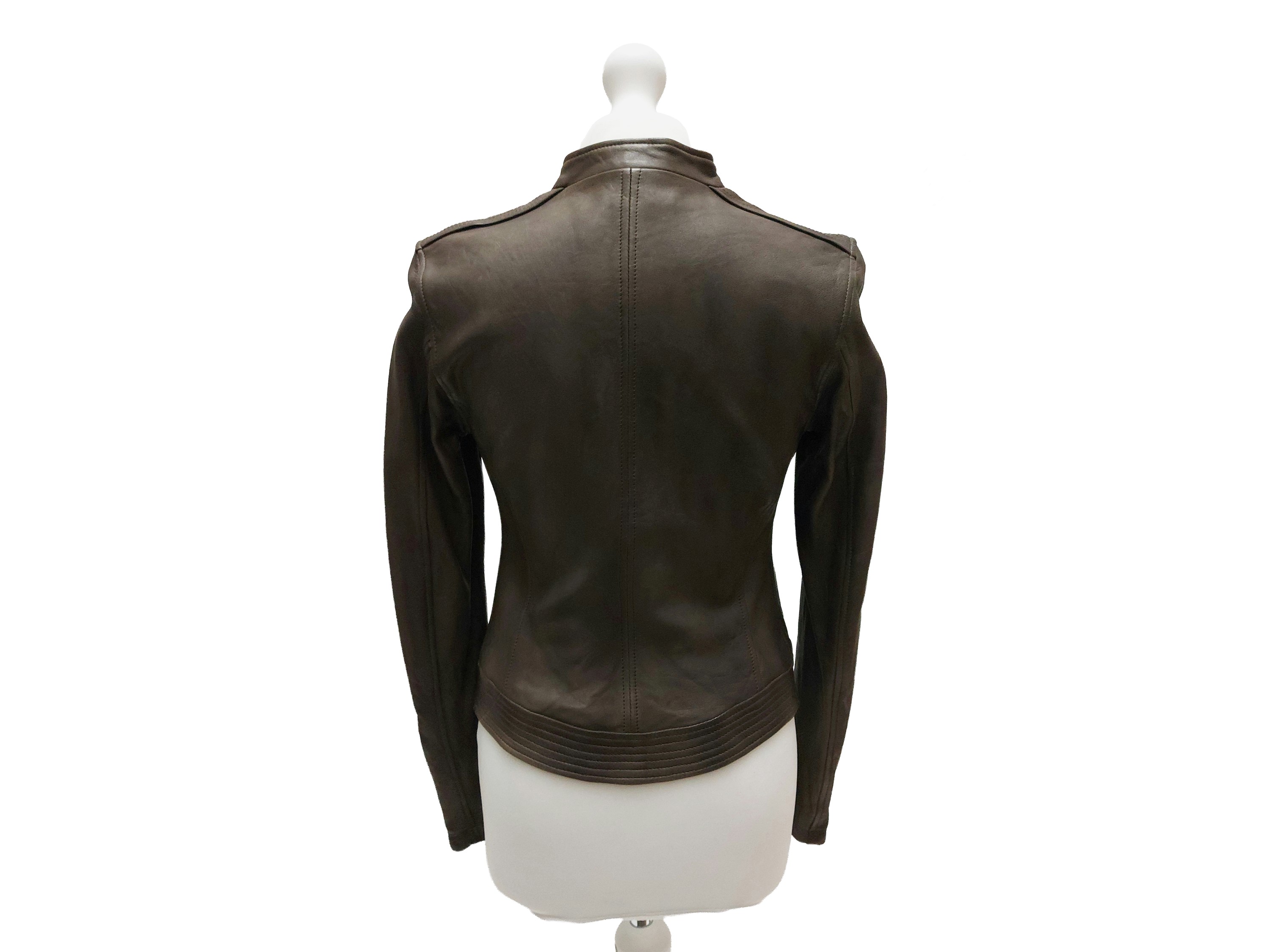 Empresa - Giubbotto in Pelle Taupe in Stile Biker