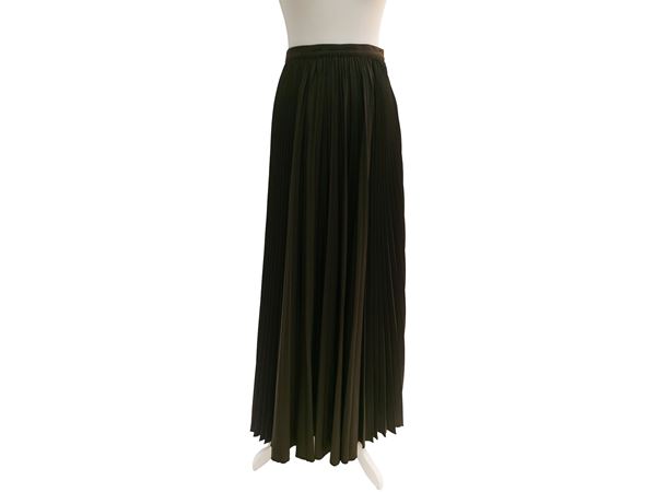 Jean Paul Gautier - Brown pleated nylon midi skirt